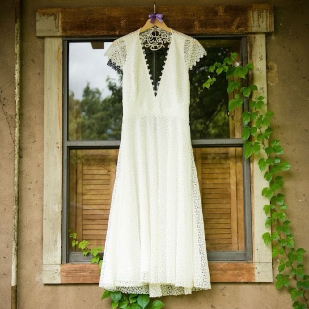 BHLDN White Deep V-Neck Open Back Wedding Sundress